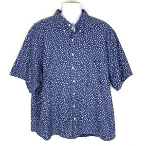 Ralph Lauren Men Size 3XB Short Sleeve Button Shirt Blue Floral Embroidered Logo
